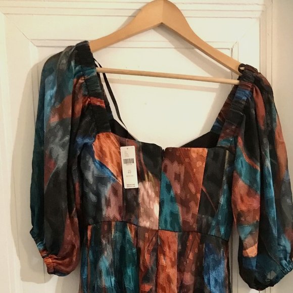 Anthropologie Hutch Puff Sleeve Midi Dress - Petite size O - Picture 1 of 7